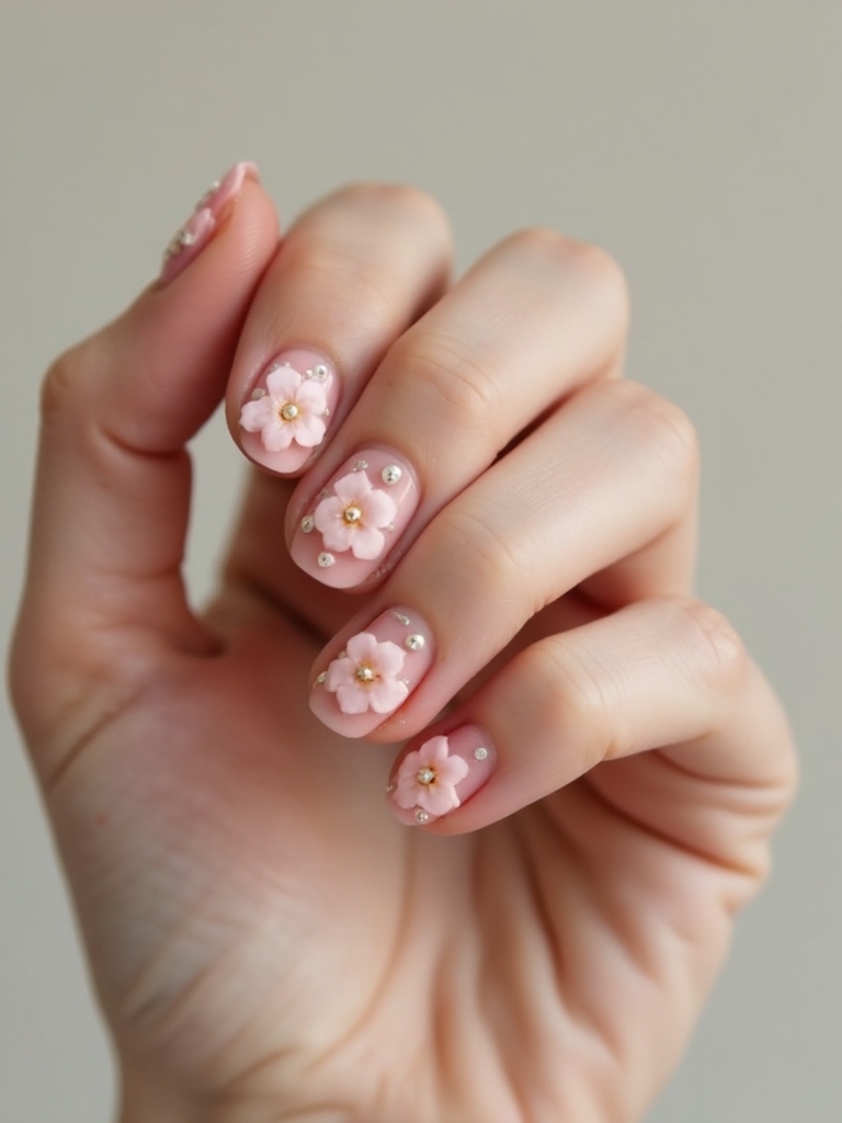blushing pearls with petal accents