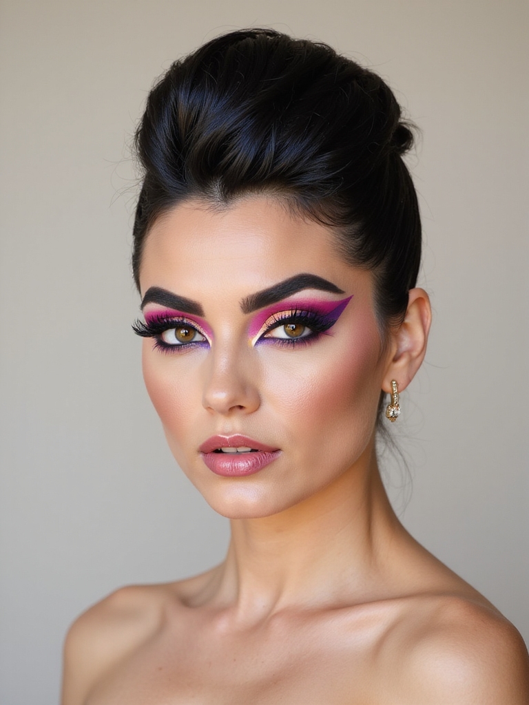 bold color blocked brows and lids