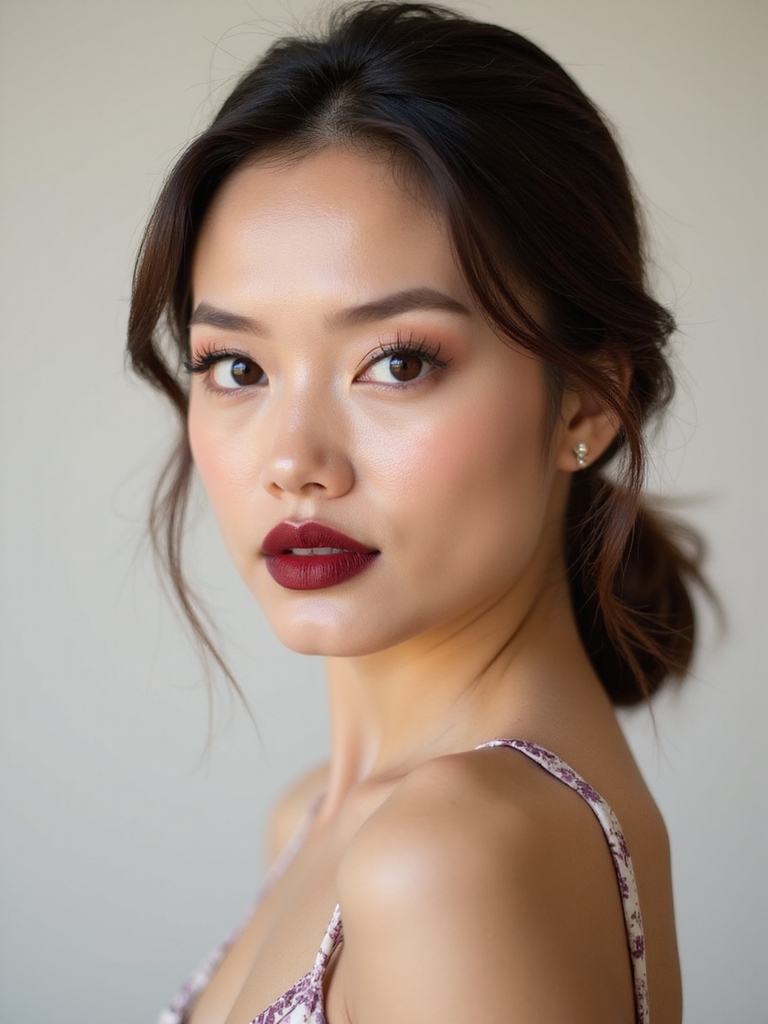 bold lip barely there eyes