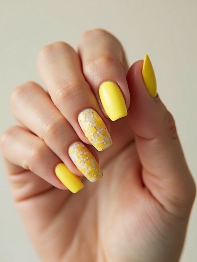 bright cheerful summer yellow nails