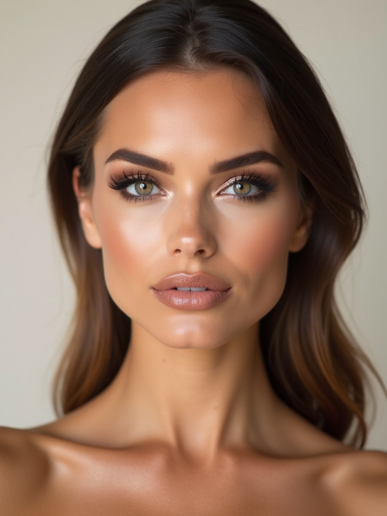 brown lined nude centered pout