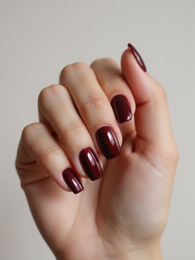 burgundy chrome luxe nails