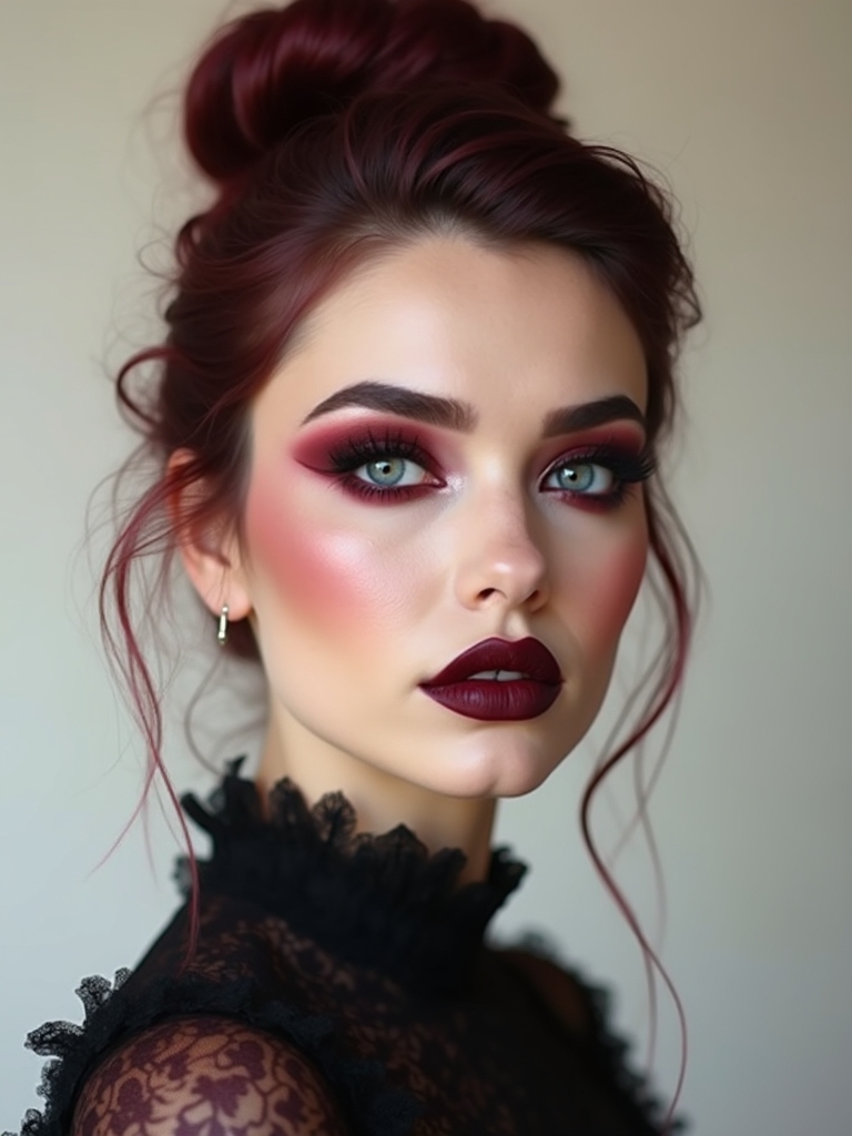 burgundy monochrome smoky glam