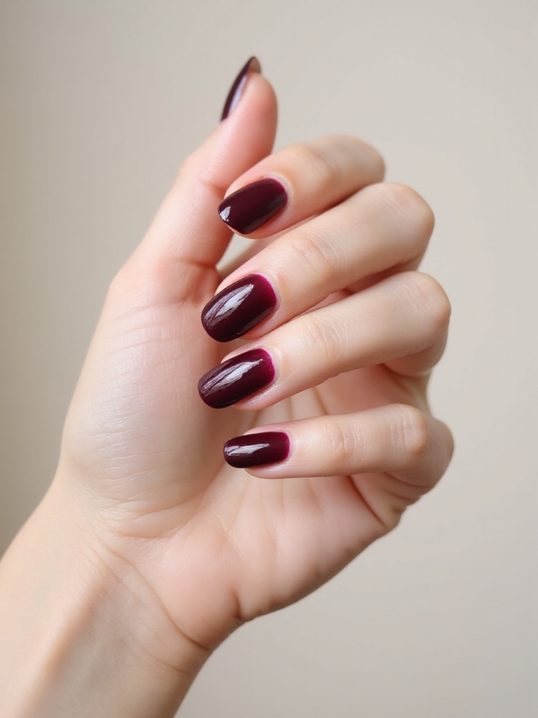 burgundy to plum ombr nails
