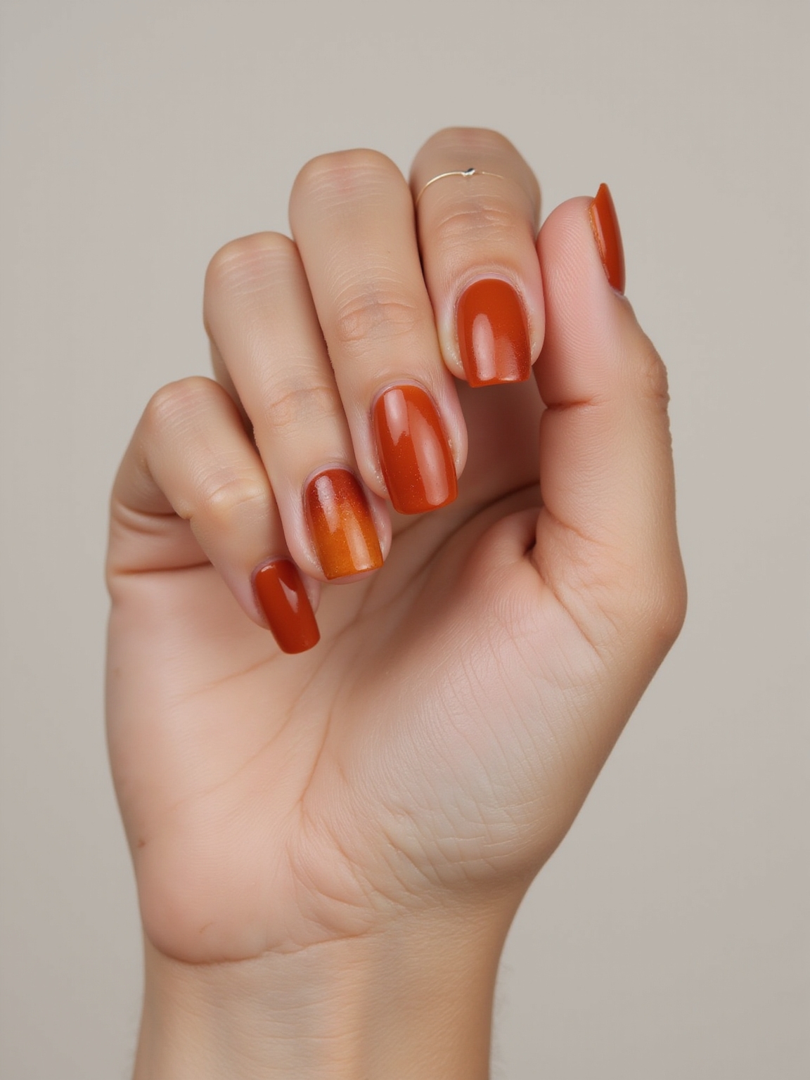 burnt orange glossy harvest nails