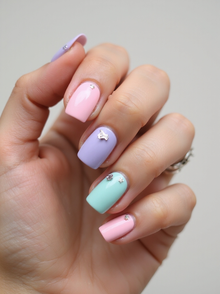 camp inspired bedazzled initial manicure
