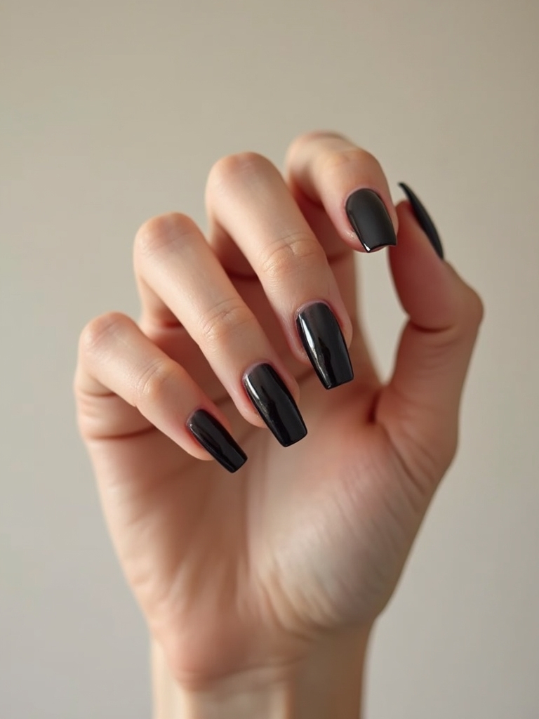 charcoal to black gradient manicure