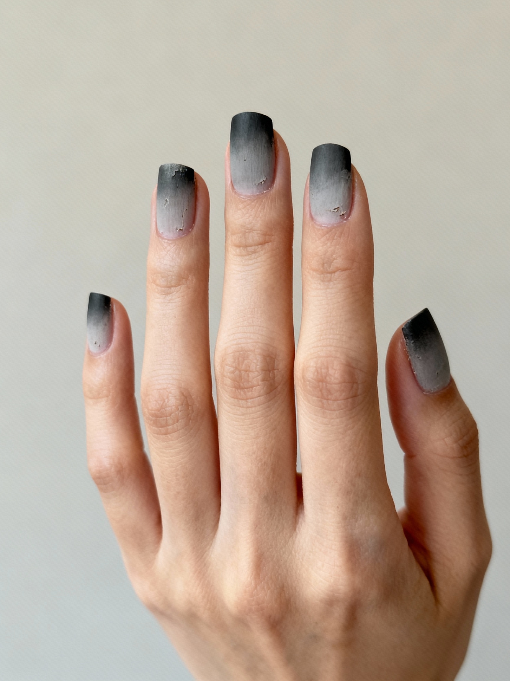 charcoal to silver smoky ombr