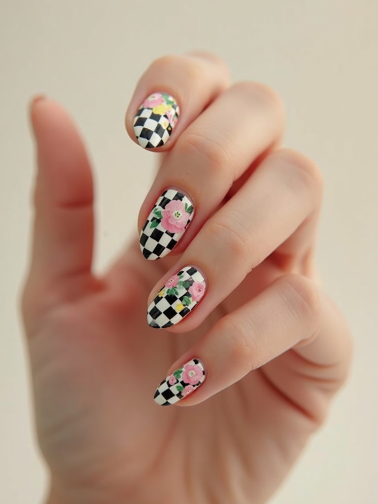 checkerboard with tiny florals