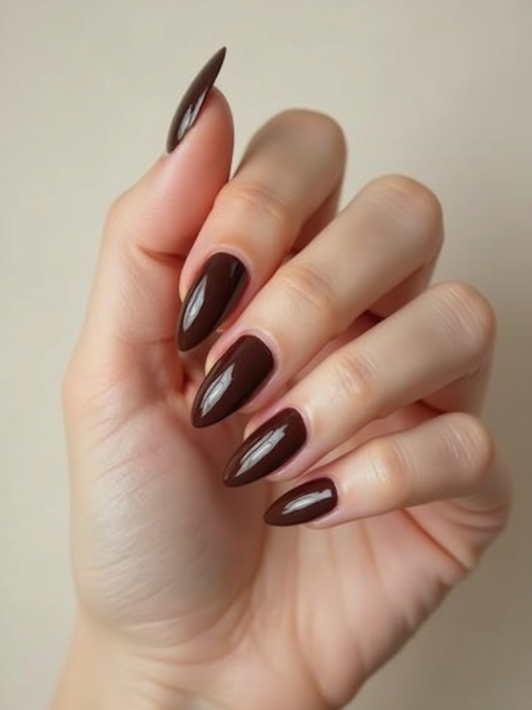chocolate glazed almond shine nails