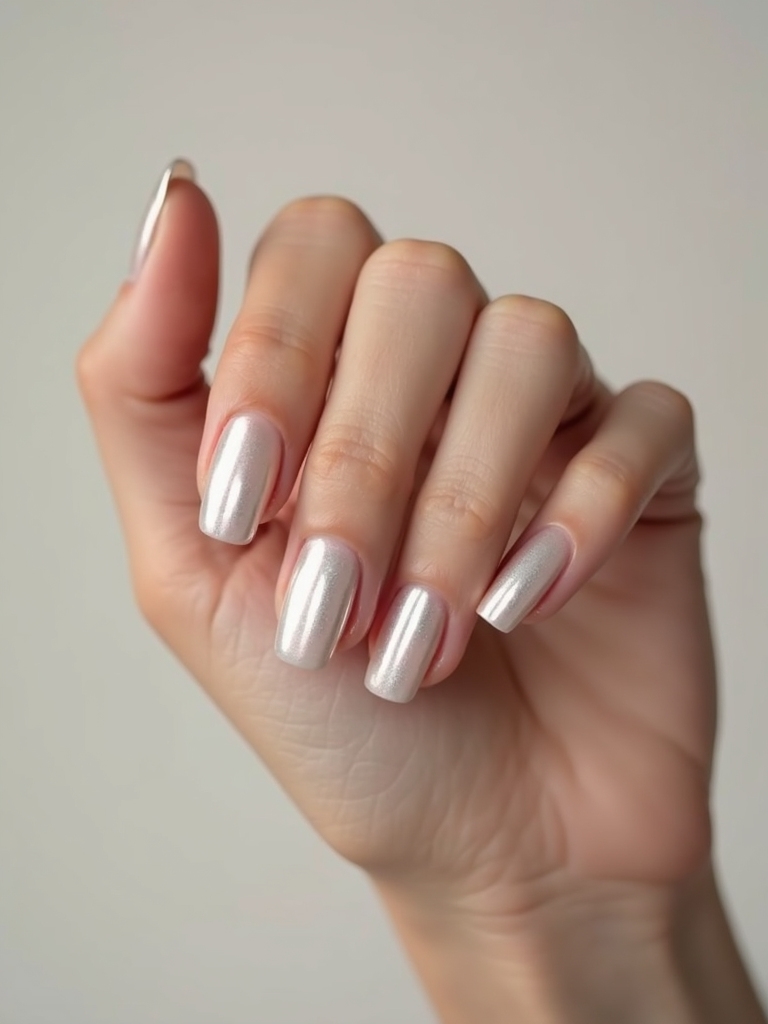 chrome gradient mirrored silver aura