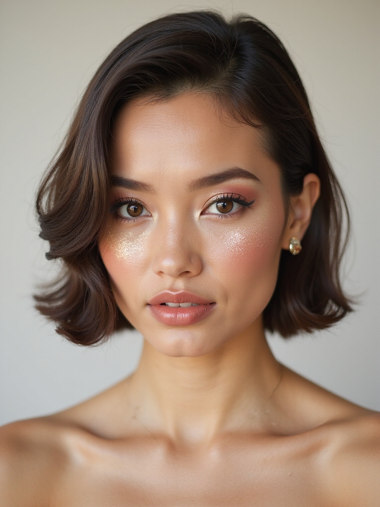 chunky frosty cheekbone highlight