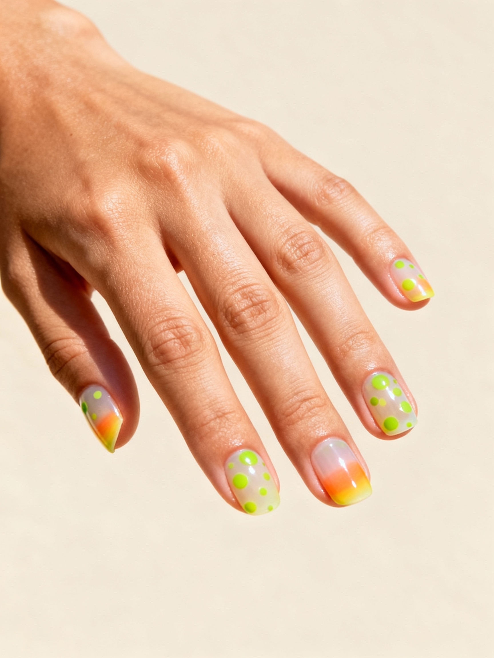 citrus micro dots manicure