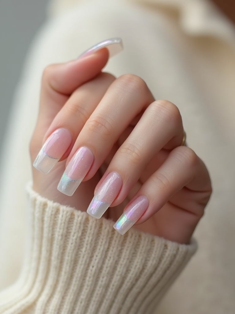 clear acrylics with holographic tips