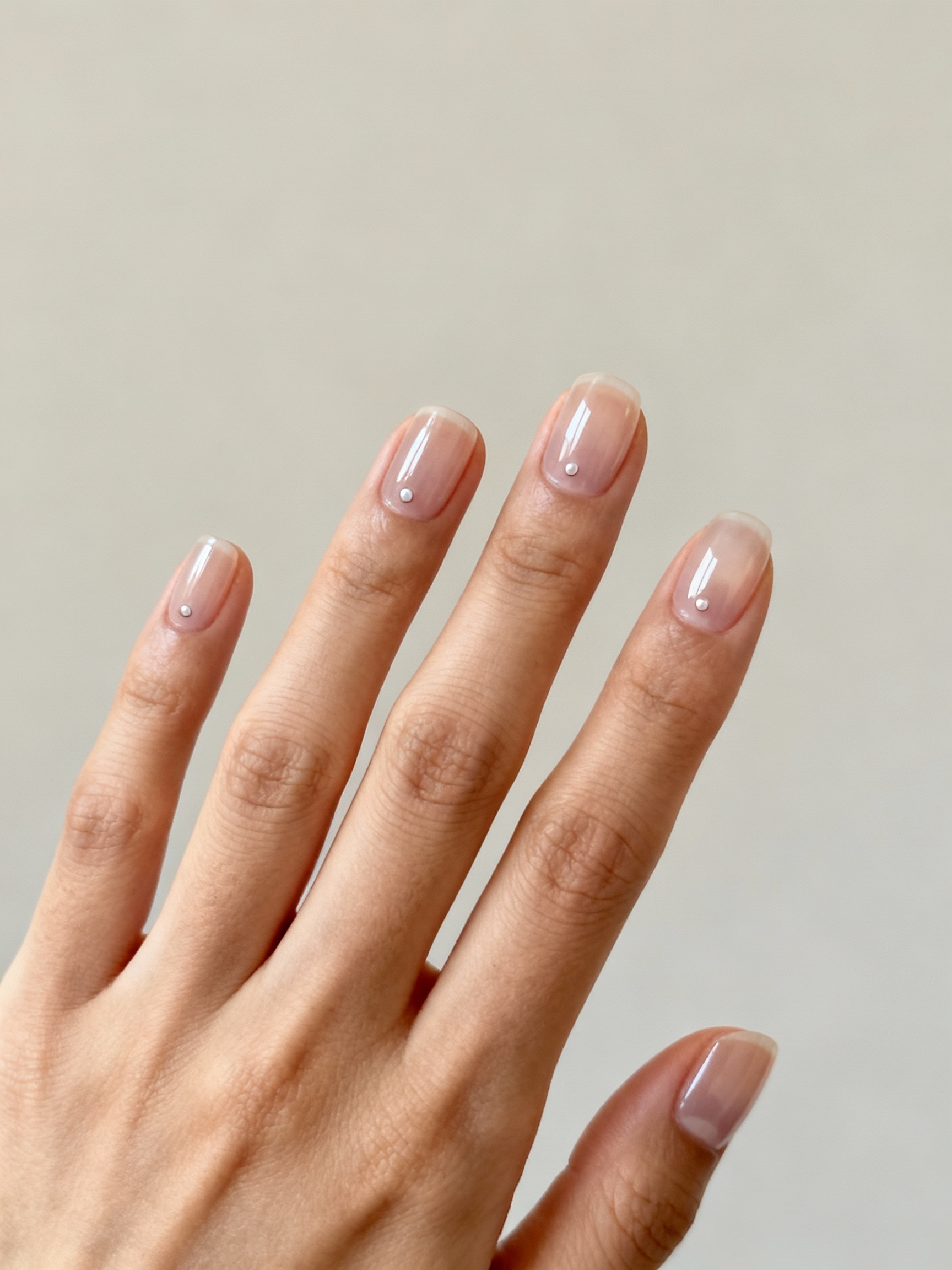 clear manicure with dot