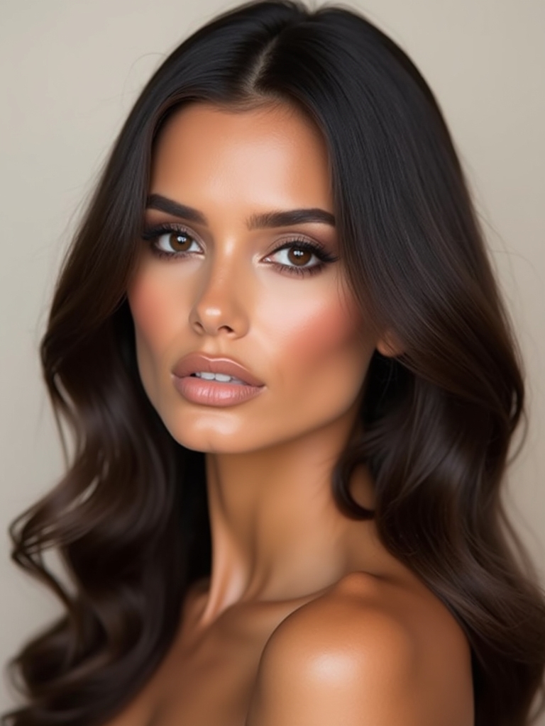 cool toned sculpted cheekbones satin brown