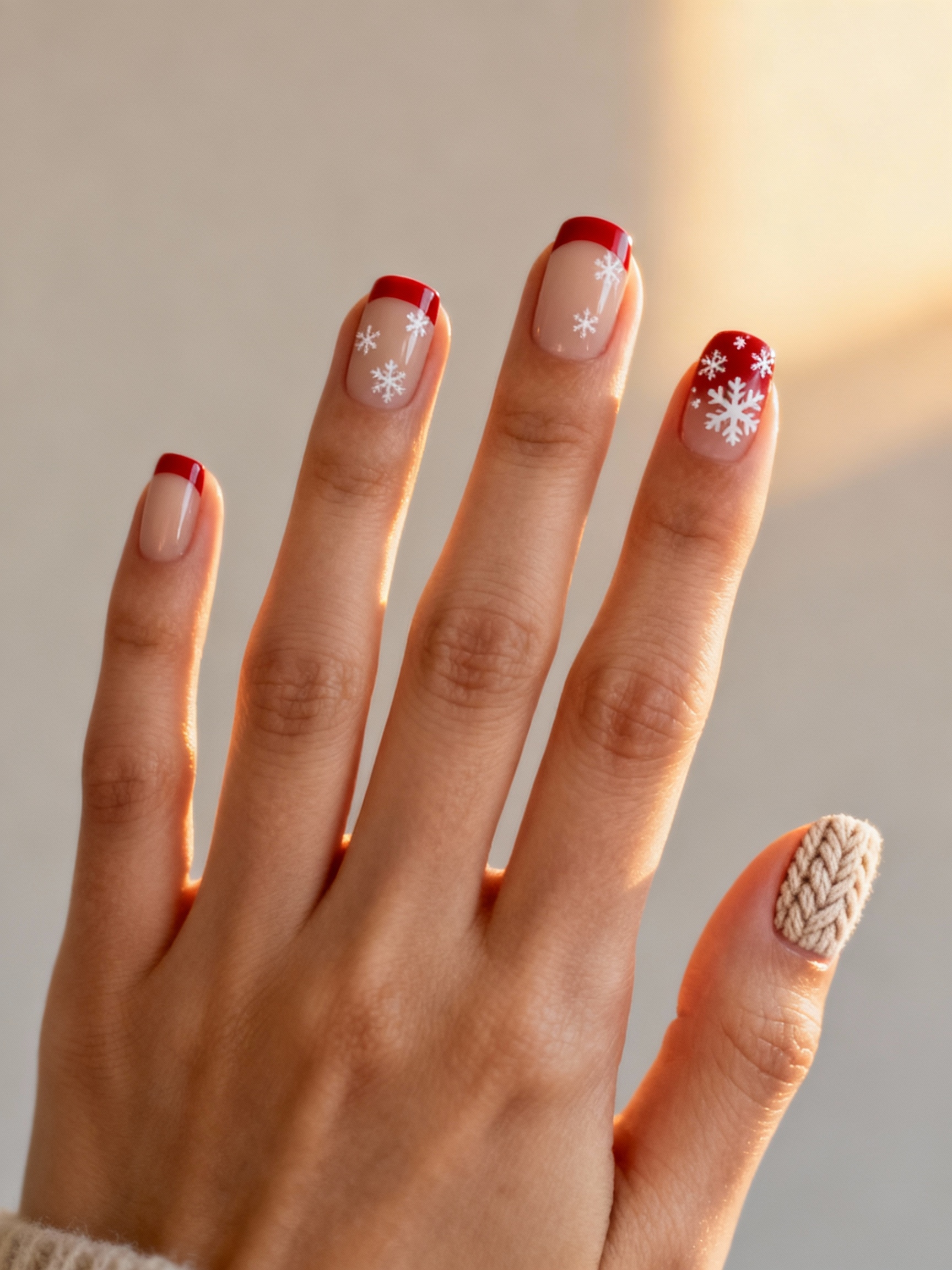 cozy cable knit textured manicure