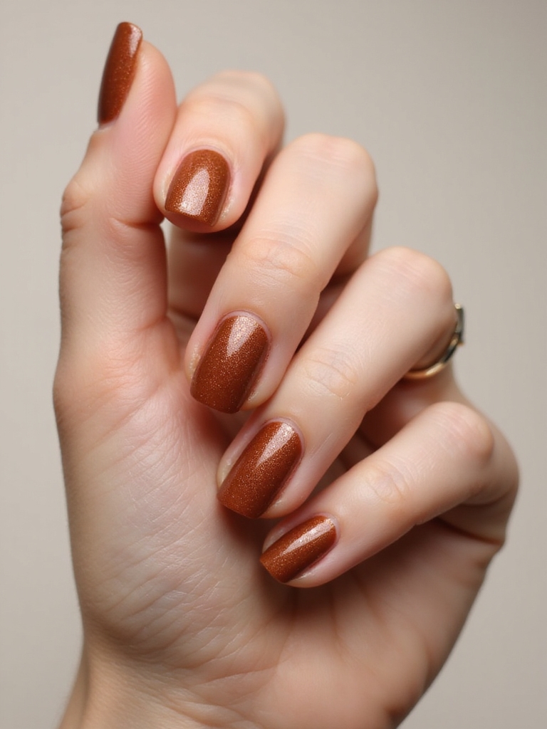 cozy gingerbread toned neutral nails