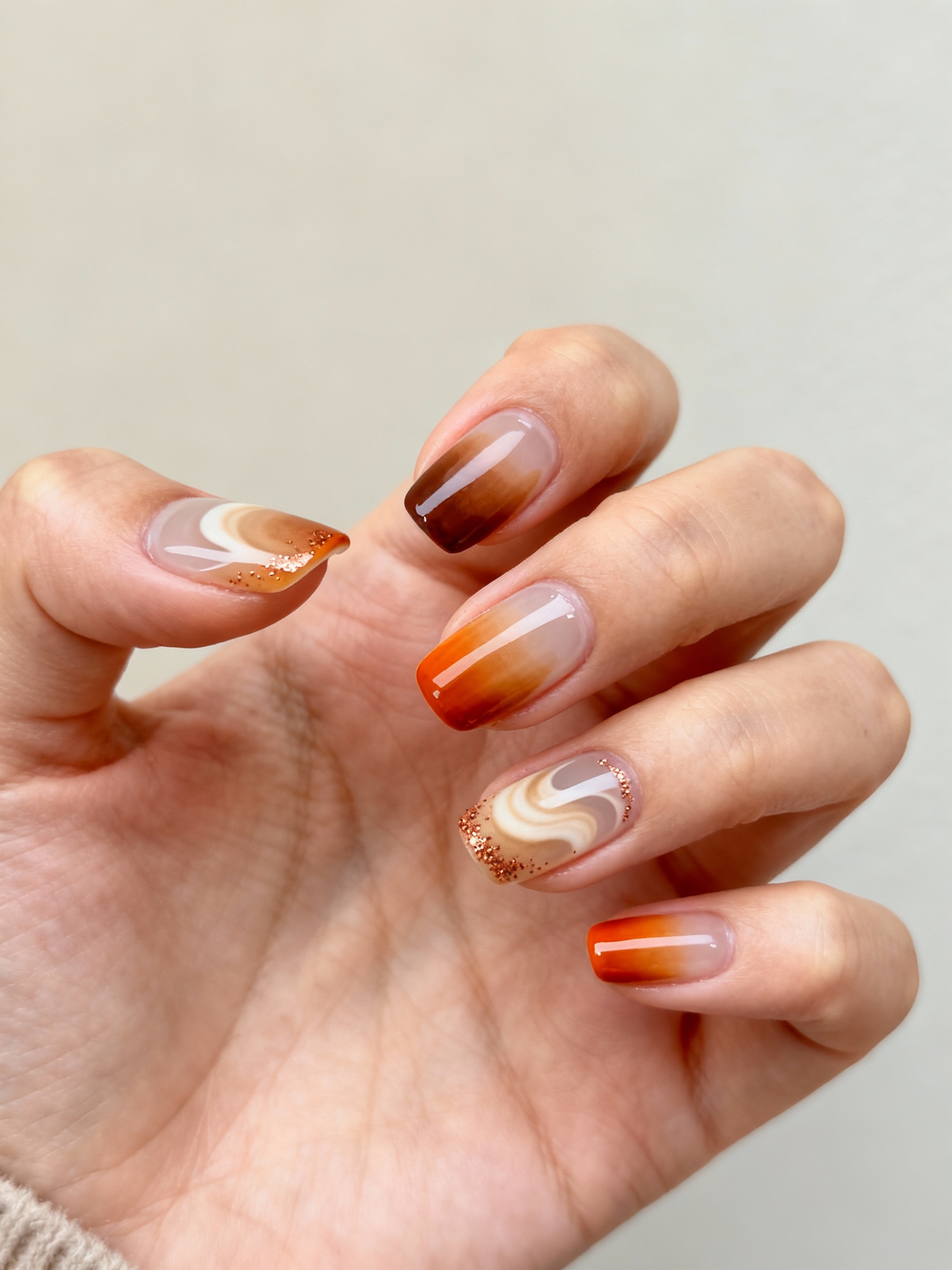 cozy minimalist pumpkin nailstyle