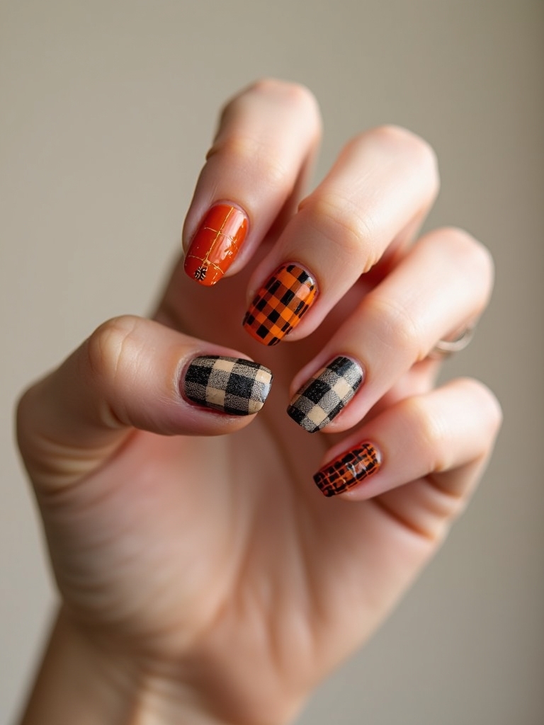 cozy pumpkin plaid shimmer