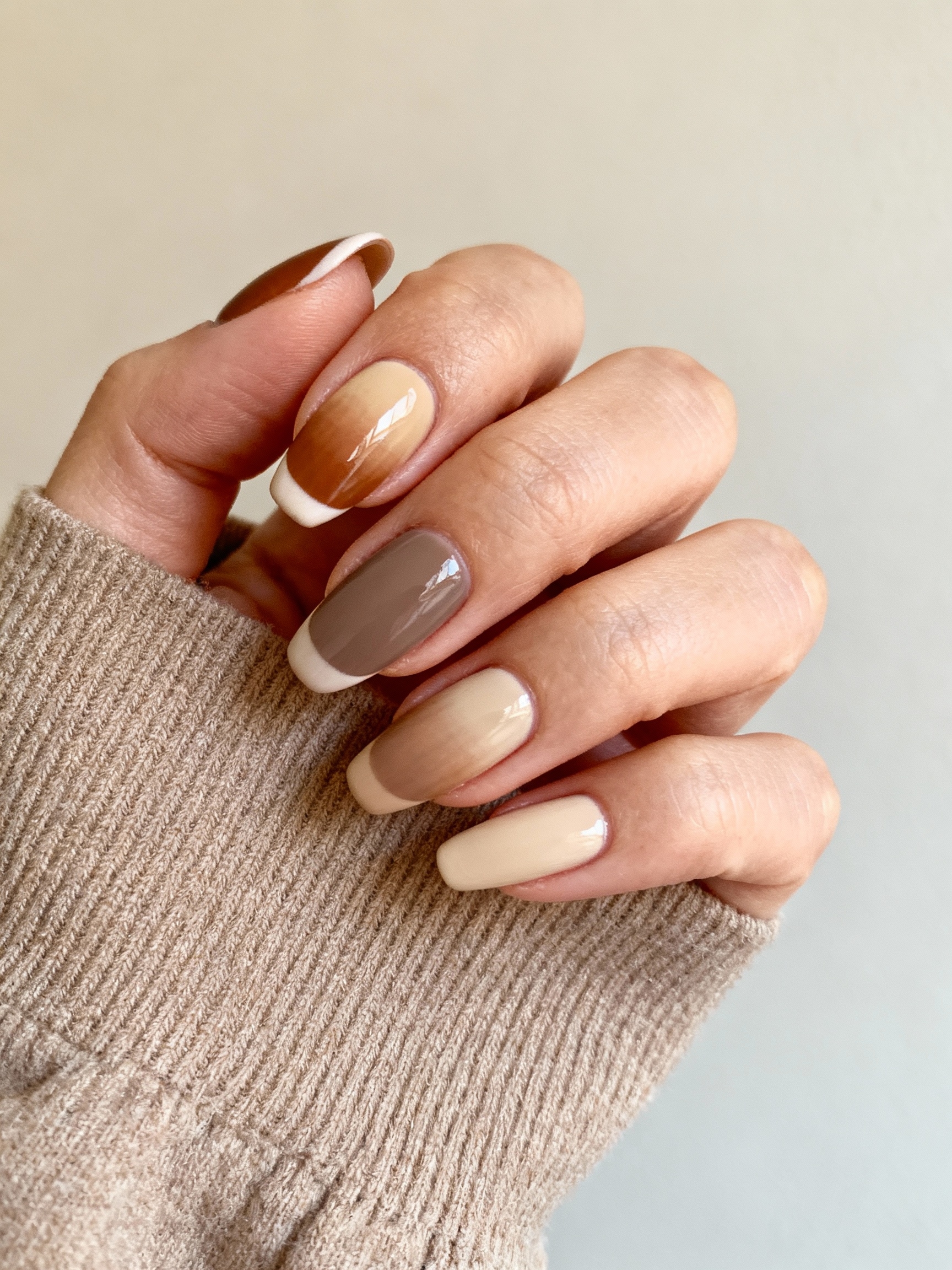 cozy spiced neutral coffin nails