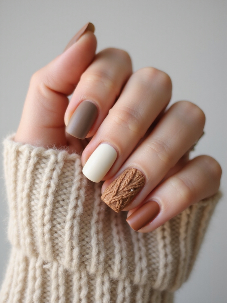 cozy textured sweater knit nails