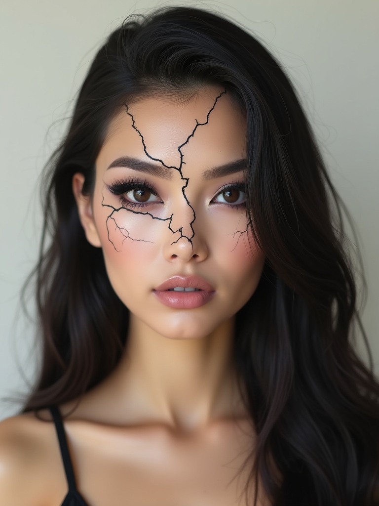 cracked glossy eyed porcelain doll