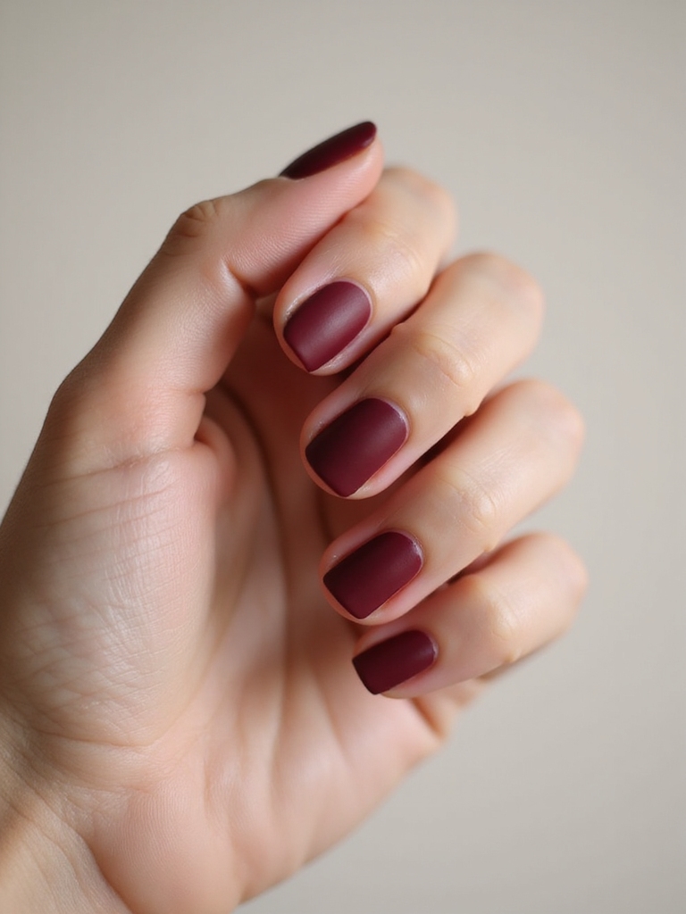 cranberry velvet matte manicure