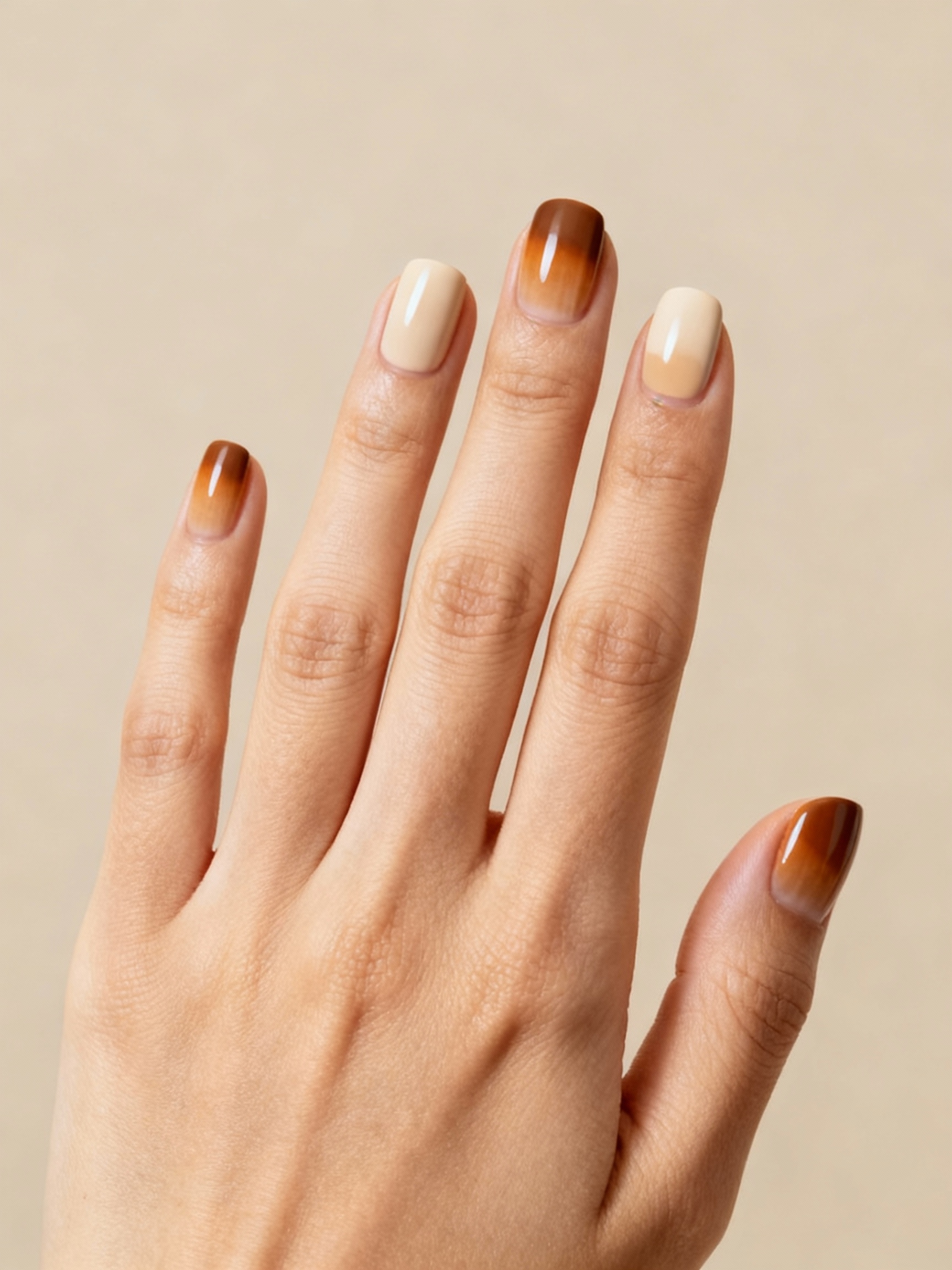 cream to espresso ombr nails
