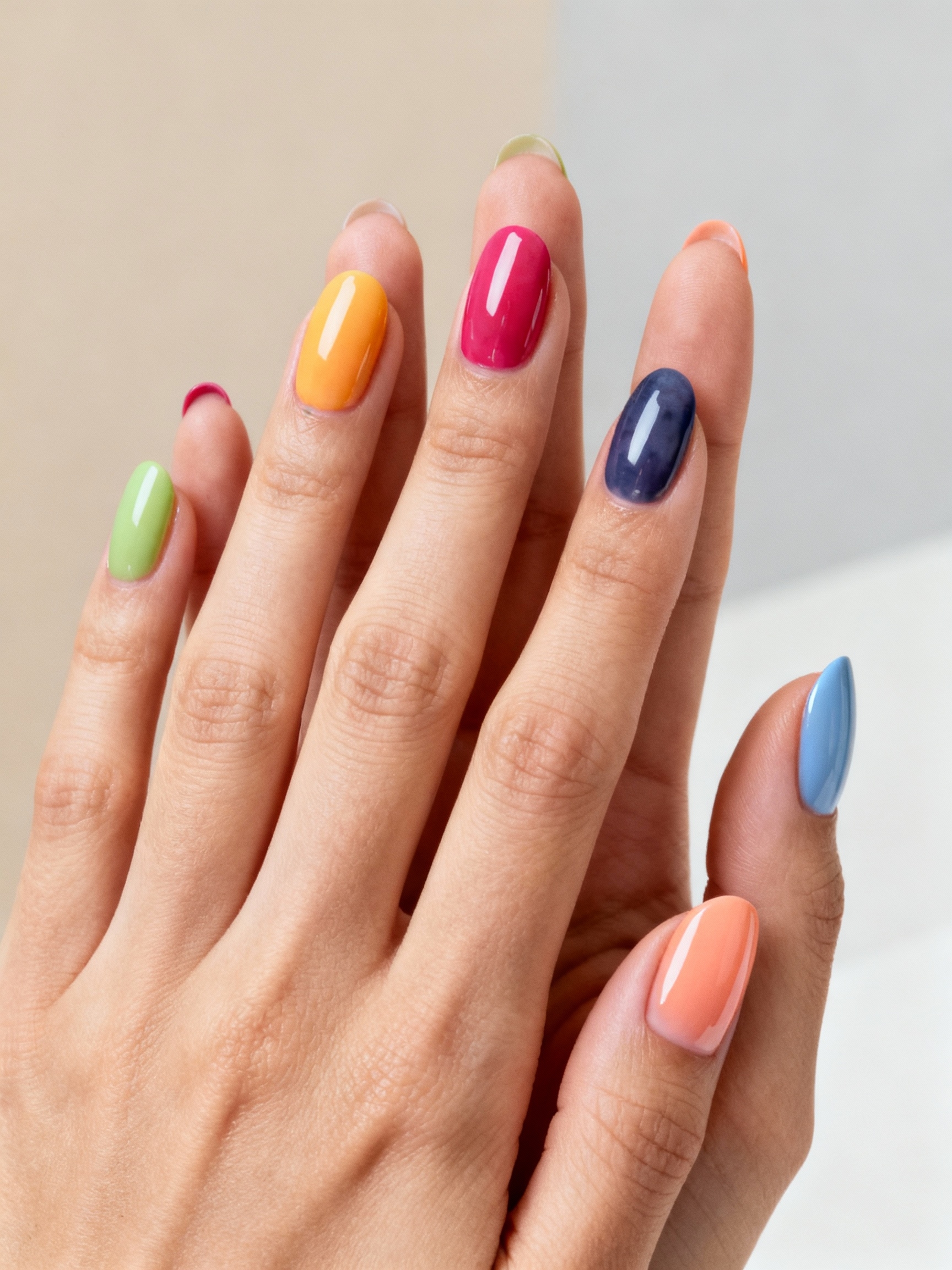 creamy five tone summer manicure