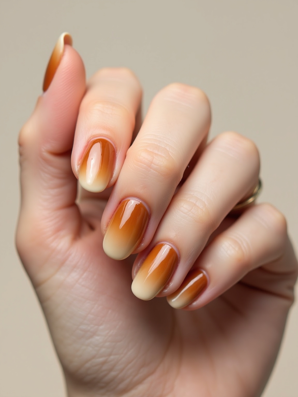creamy maple ombr nails