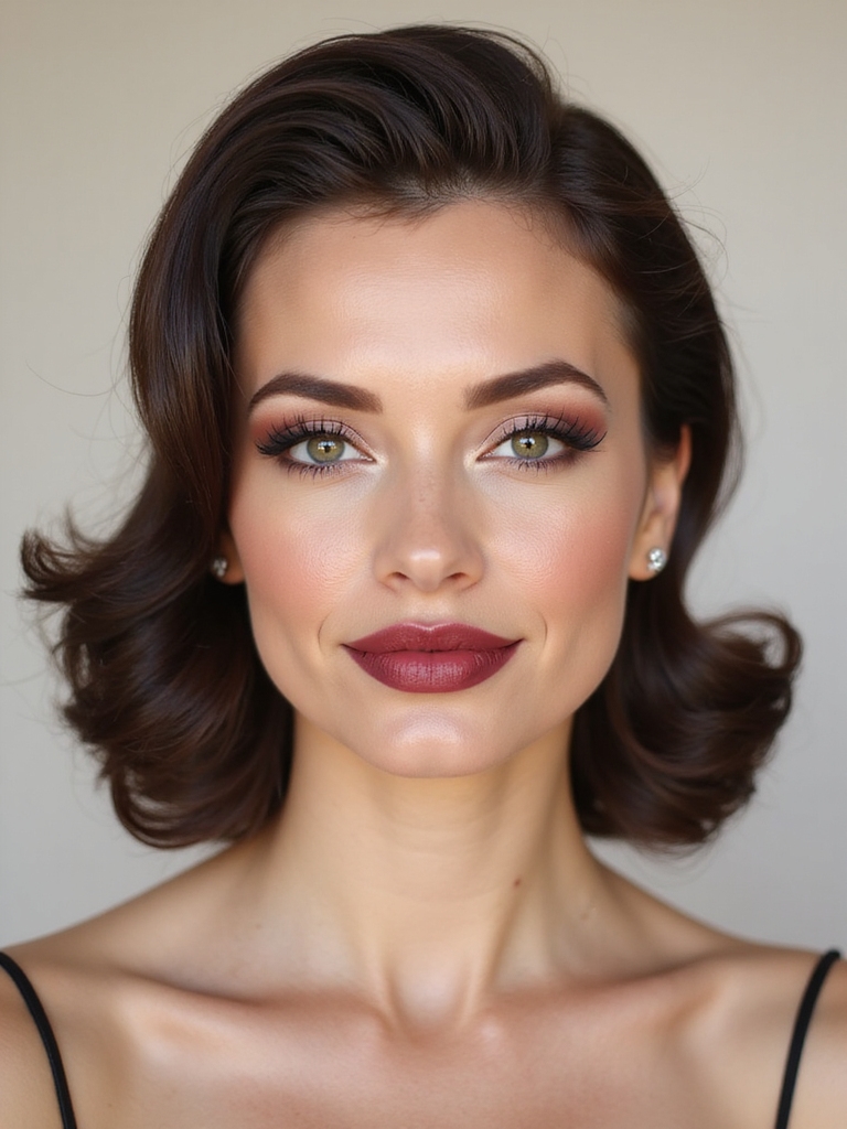 crisp brown lined rosy centered pout