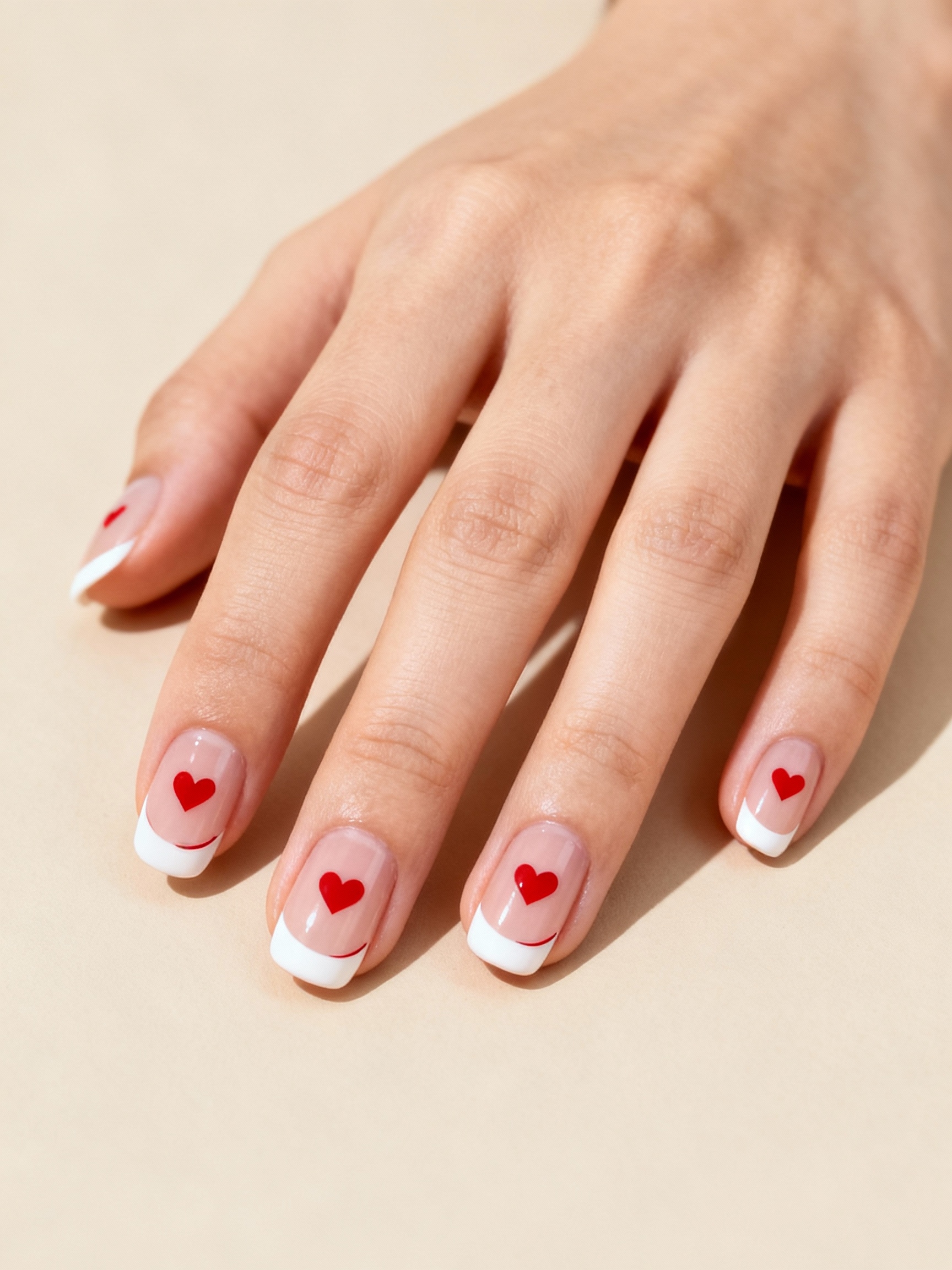 crisp french tips scarlet hearts
