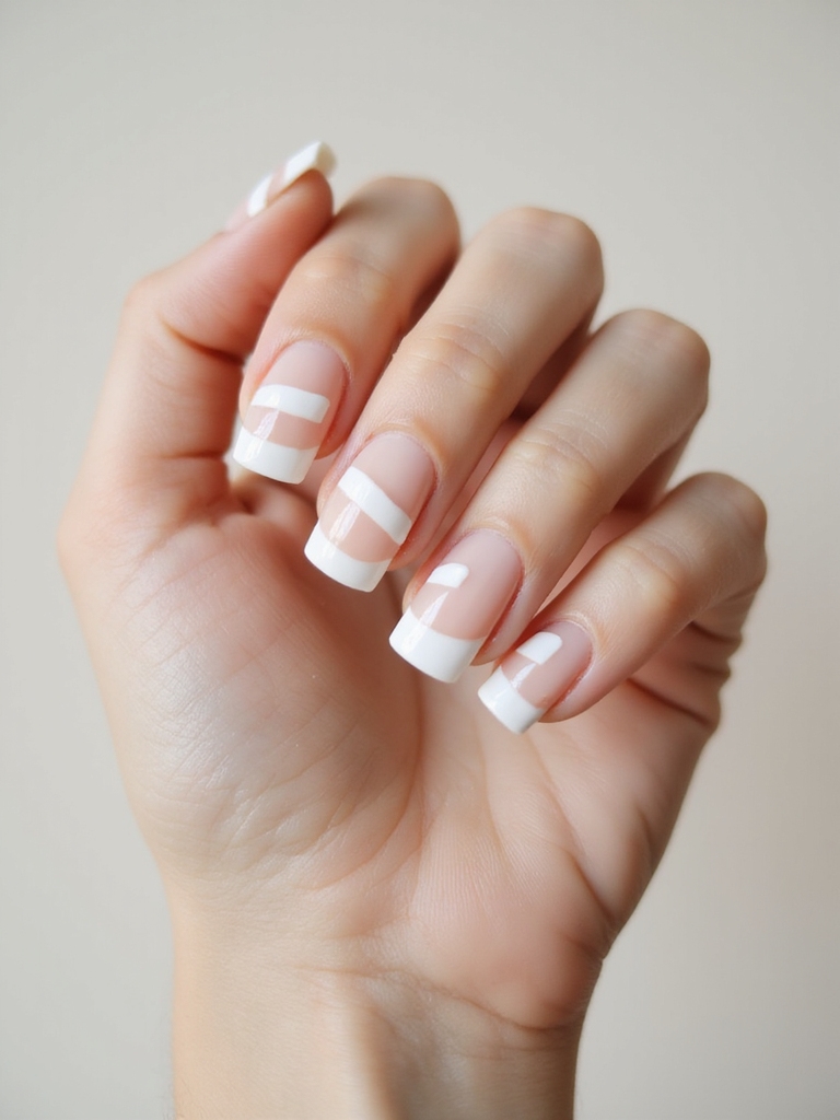 crisp negative space geometric nails