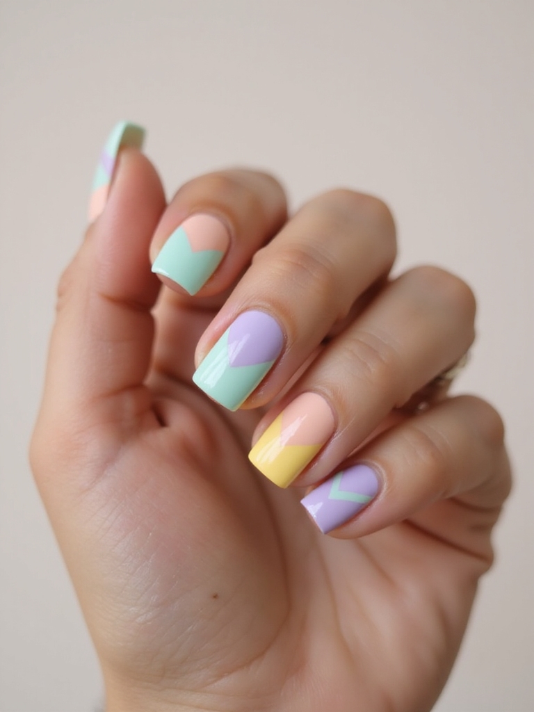 crisp sorbet color blocked nails