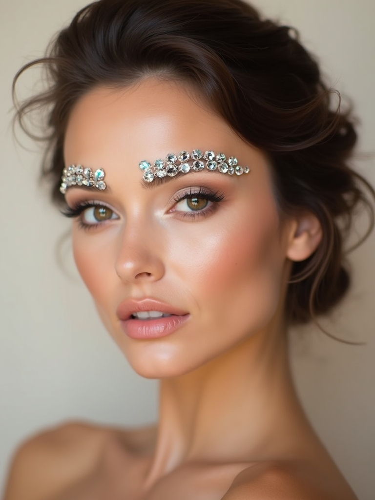 crystal studded intentional brow accents