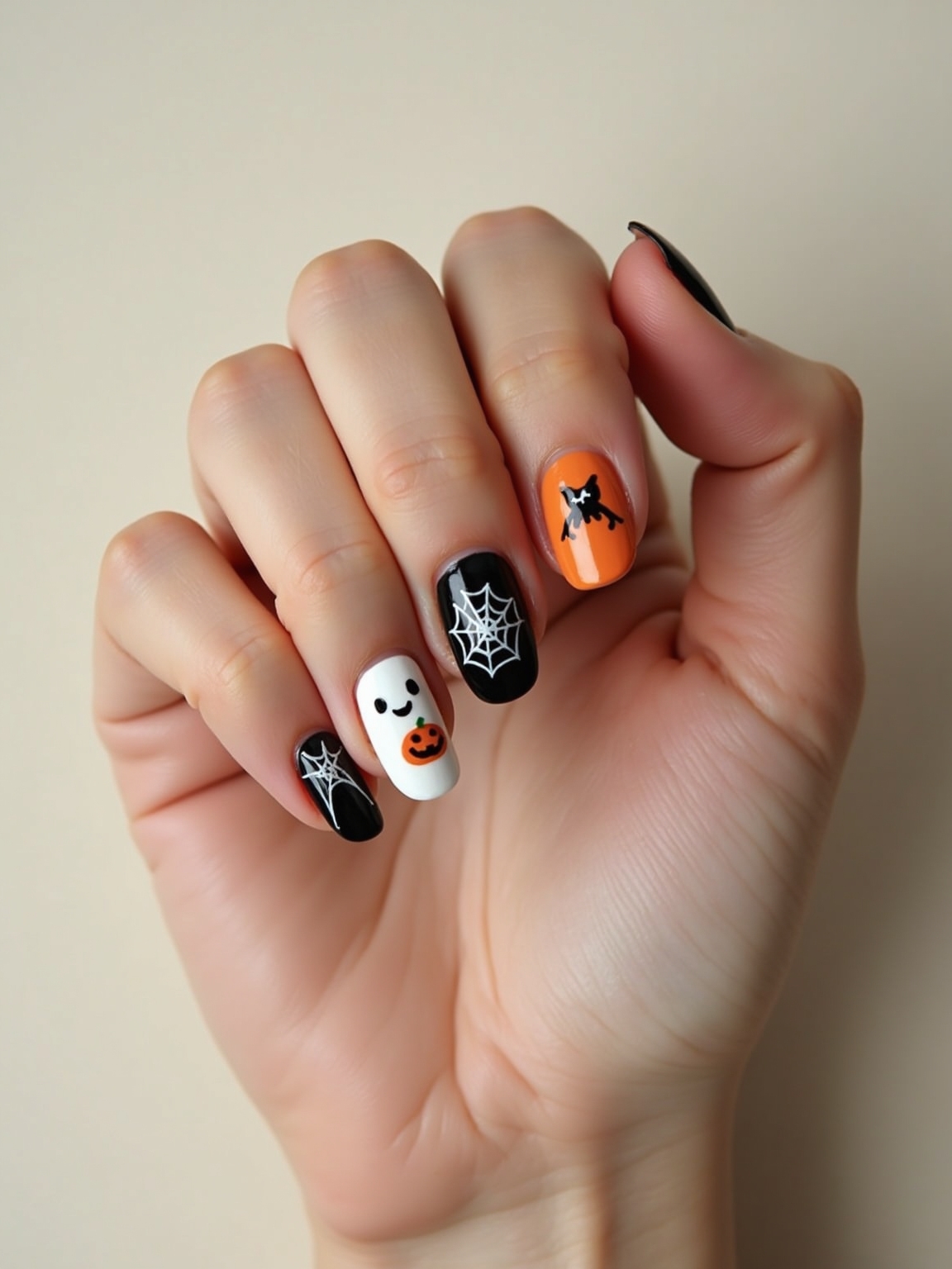 cute creepy short halloween nails