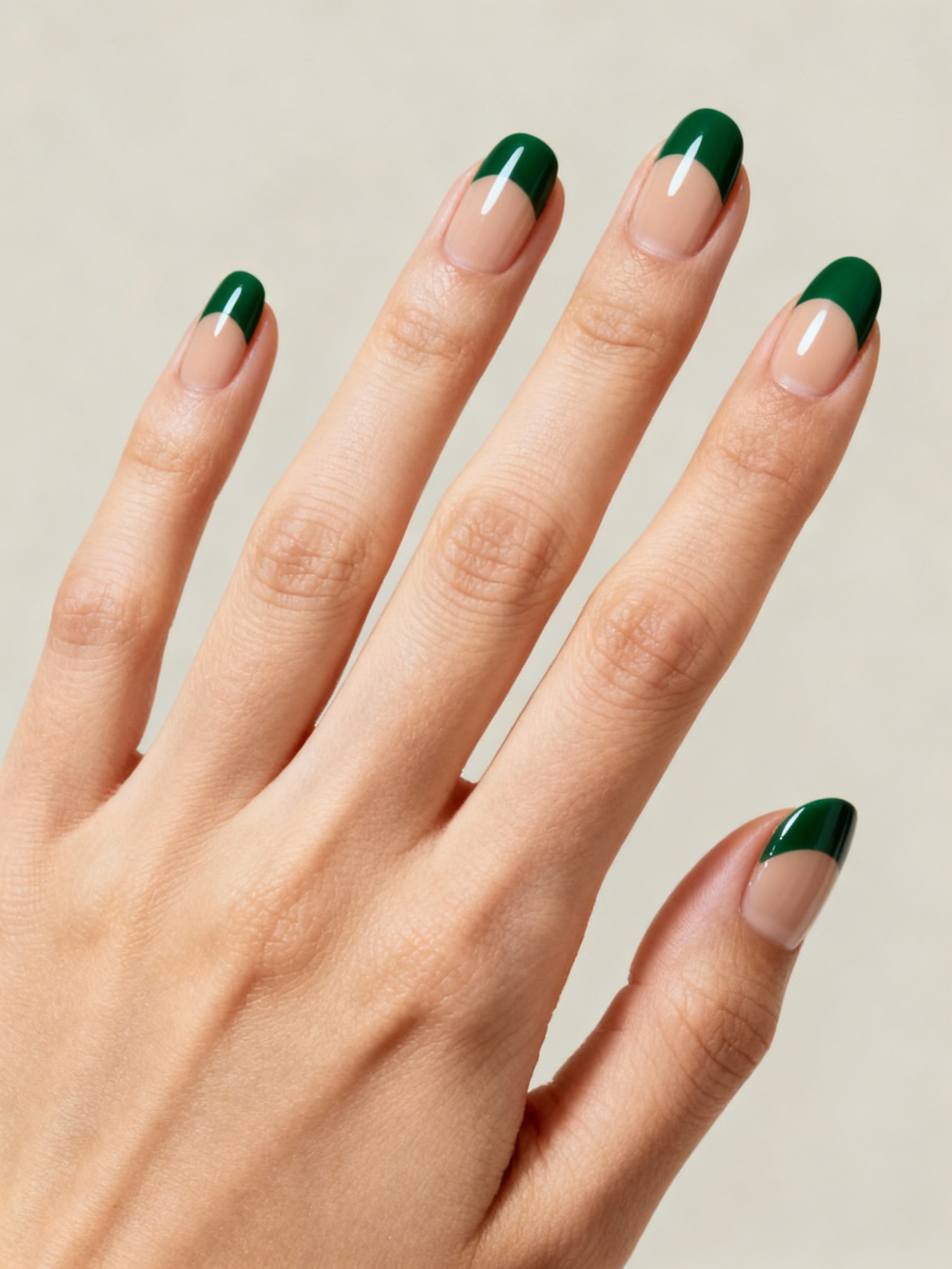 deep evergreen french tips