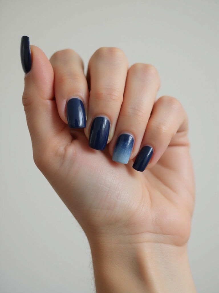 denim blue ombr nails