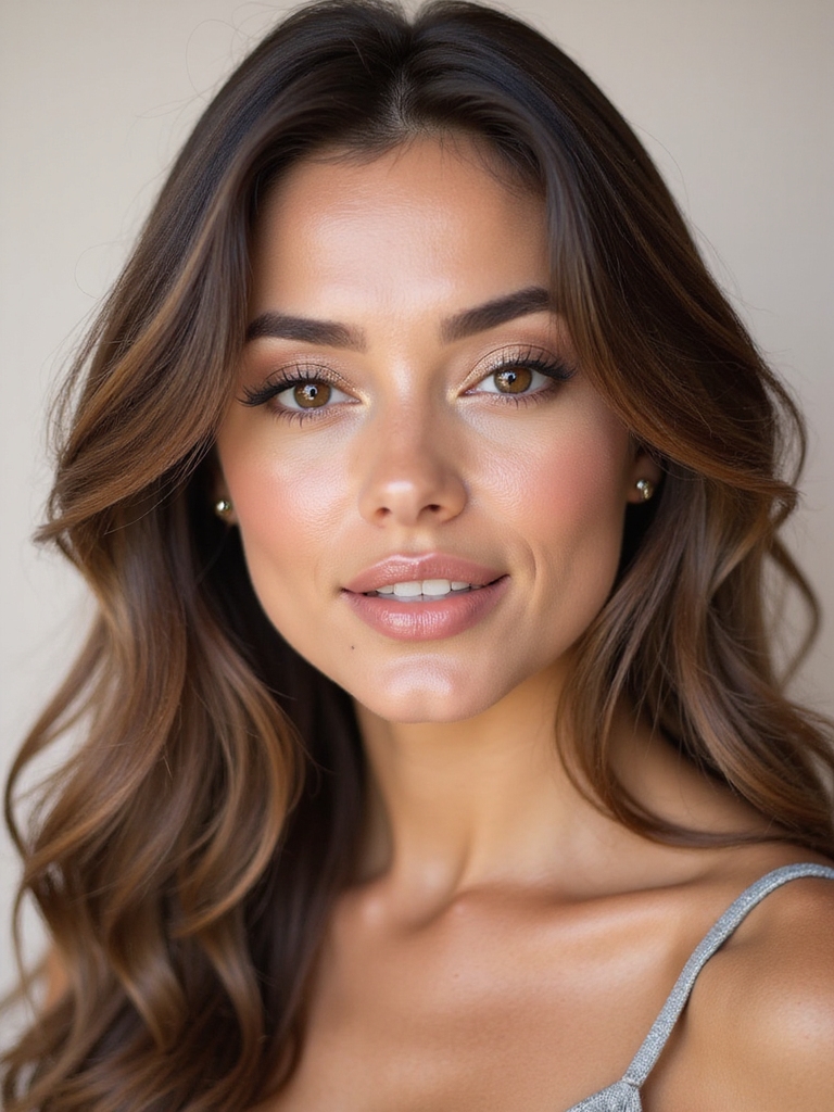 dewy flushed cheeks glossy lips