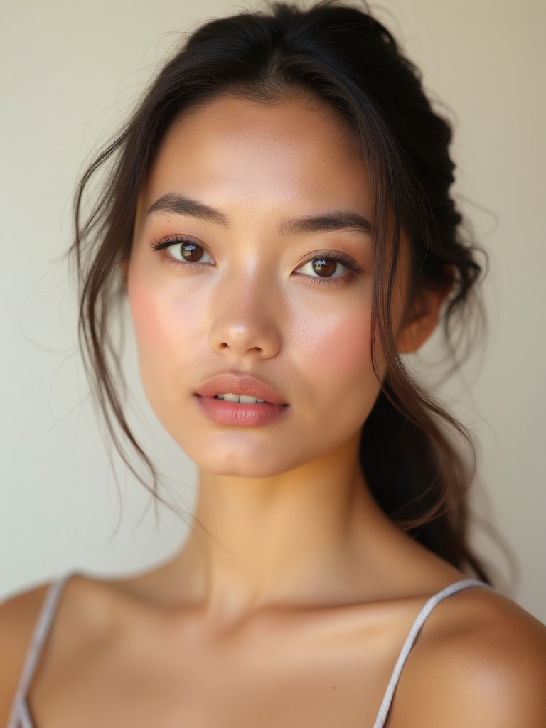 dewy minimal makeup glossy lips