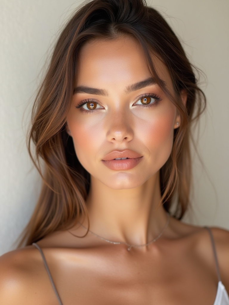 dewy skin with flushed cheeks