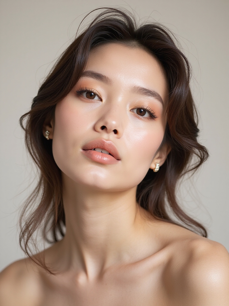 dewy skin with glossy temples