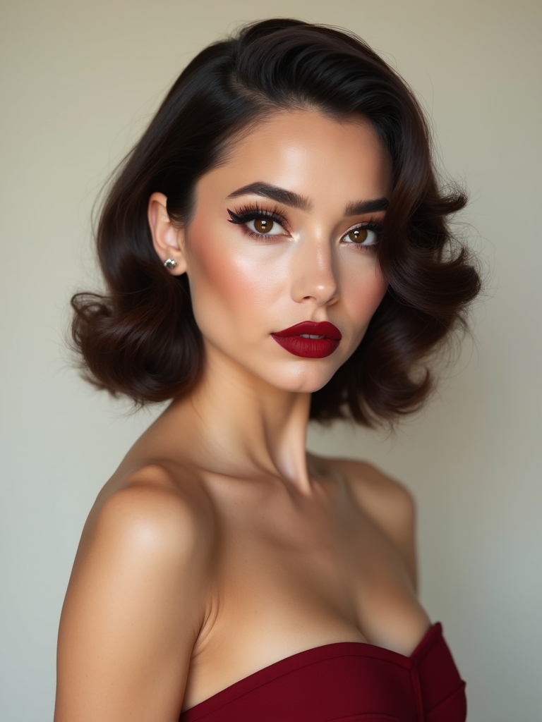 downturned wing wine red lips