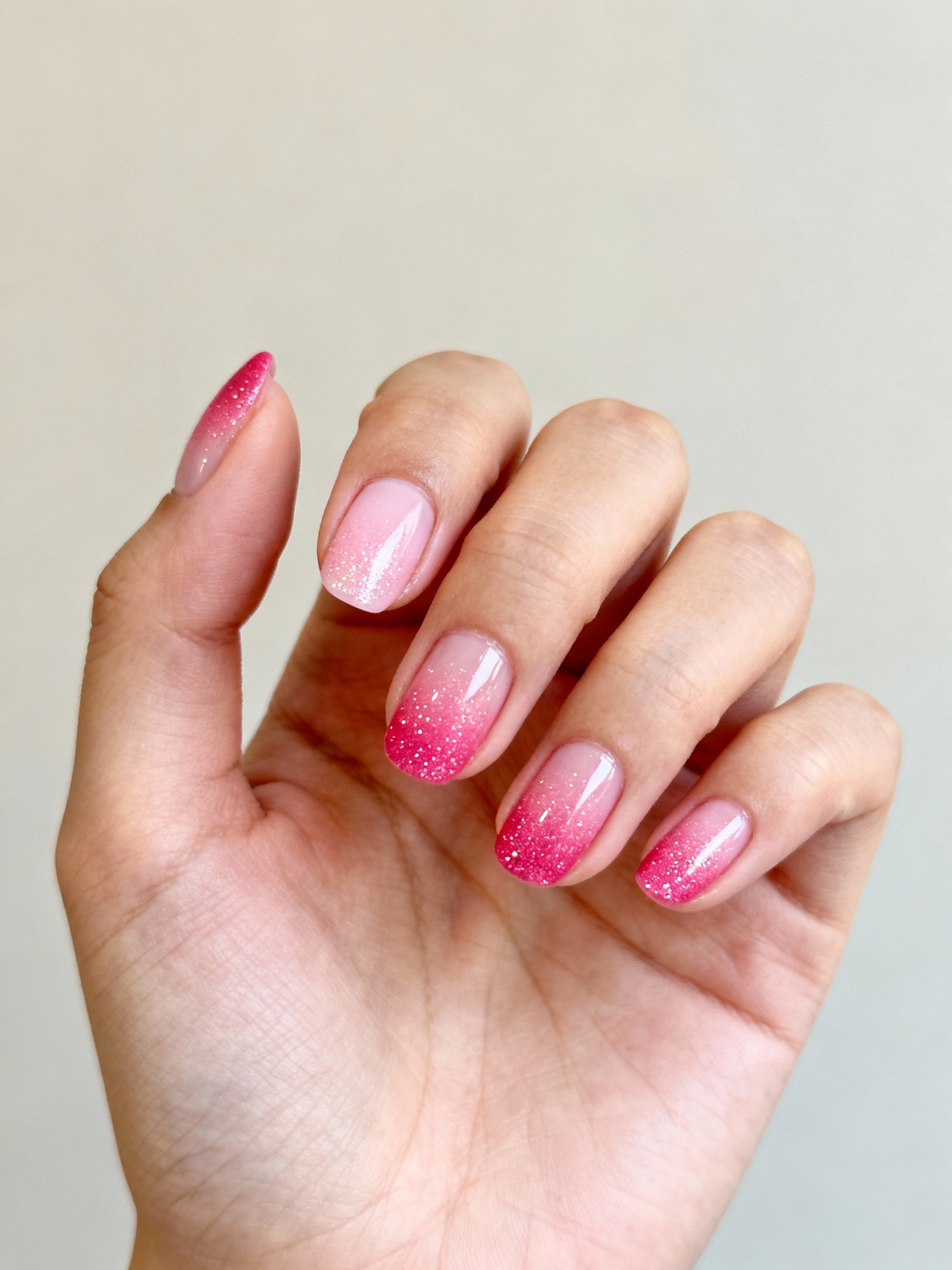 dreamy sparkled pink ombr