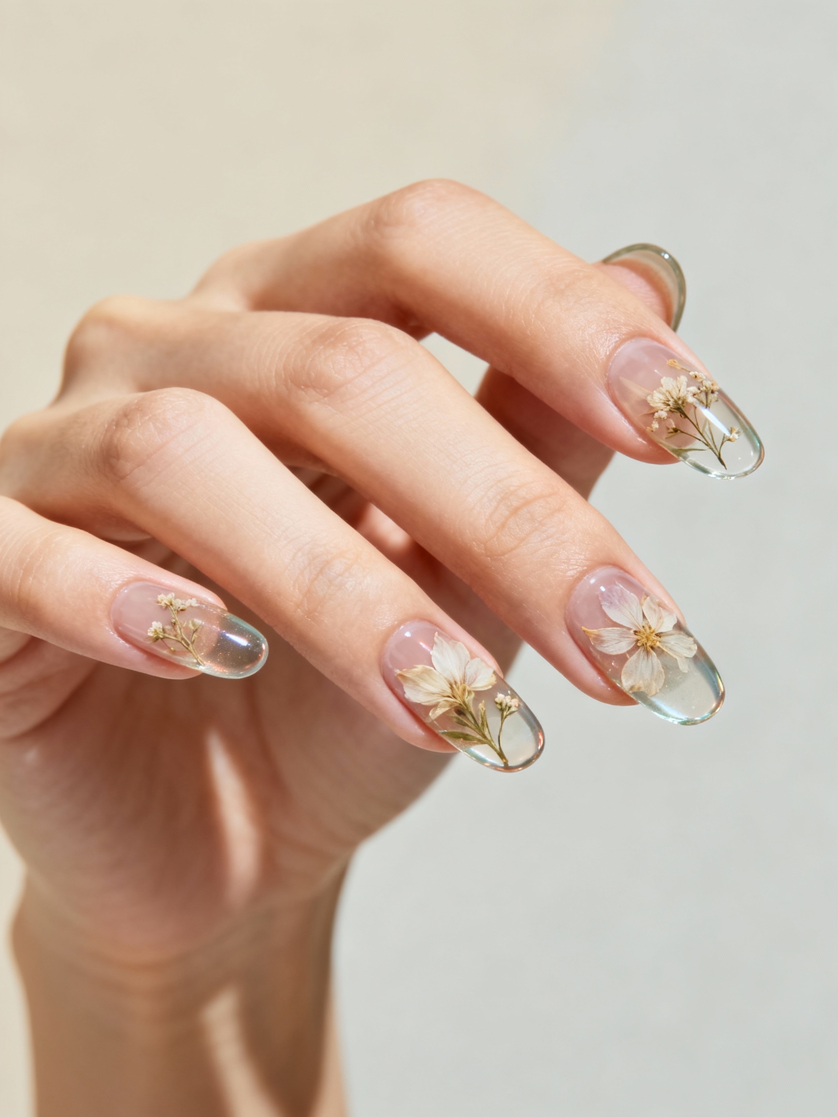 dried petals suspended in resin