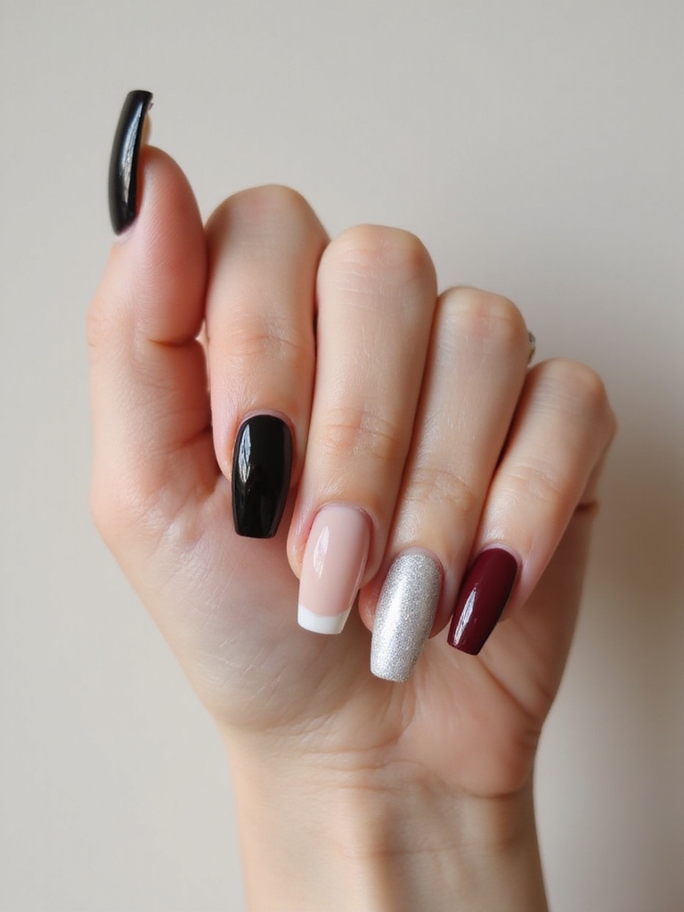 edgy coffin nail manicure looks