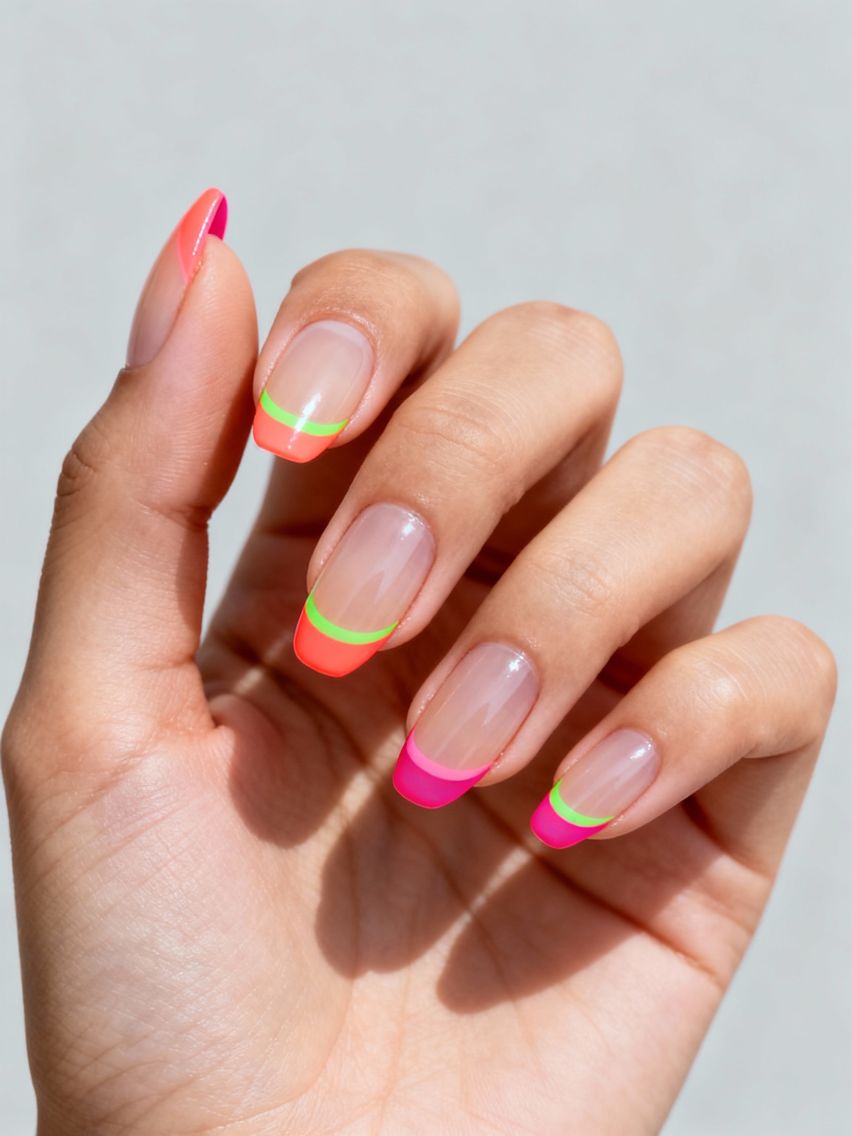 electric neon french tips