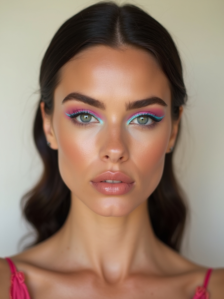 electric neon graphic winged liner