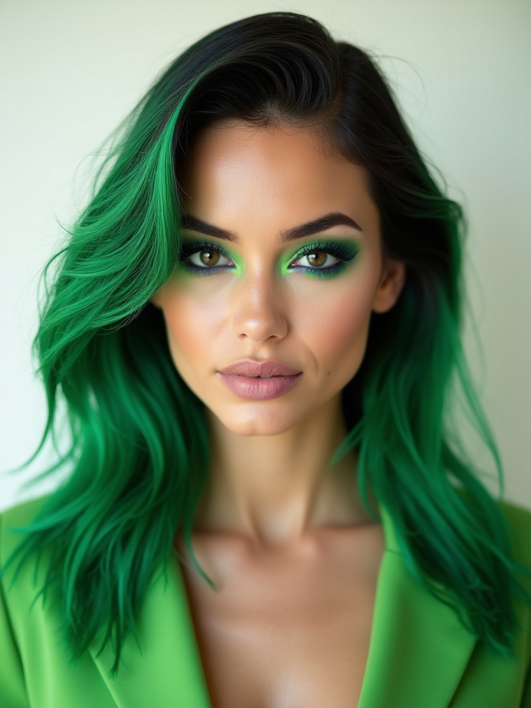 electric slime green striped glam